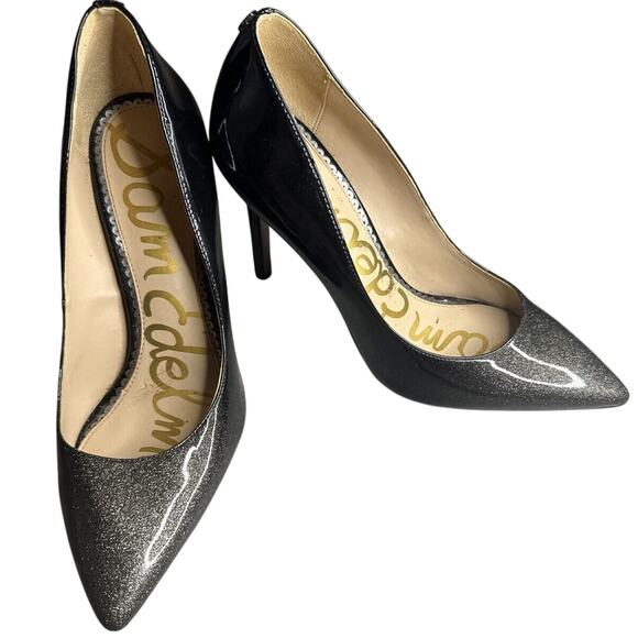 Sam Edelman Hazel Black/Gold Degrade Crystal Patent Dress Pumps 8.5 - Picture 1 of 6